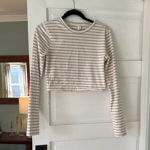 BP. Striped Long Sleeve Tee - Cream and Brown